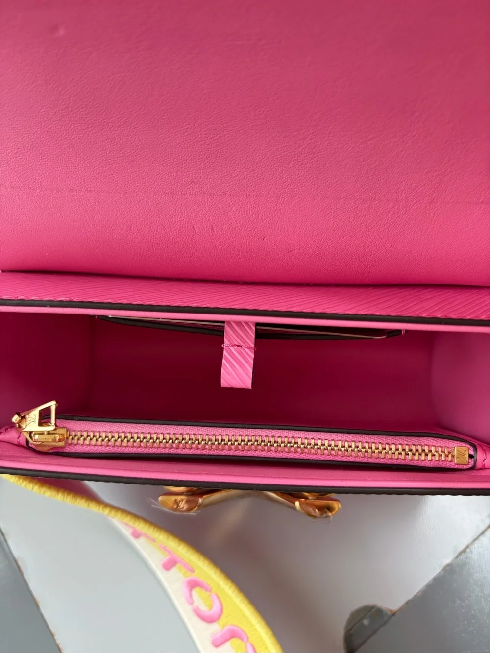 Louis Vuitton Pink Twist Compact Crossbody Bag with Gold Hardware